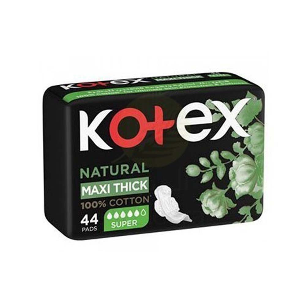 Kotex Natural Maxi Super Cotton Pads 44s