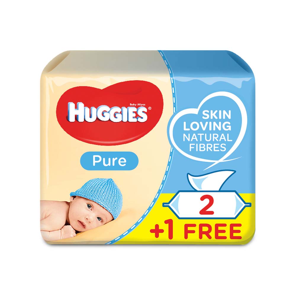 Huggies Pure Baby Wipes (2+1 Free) 56pcs.