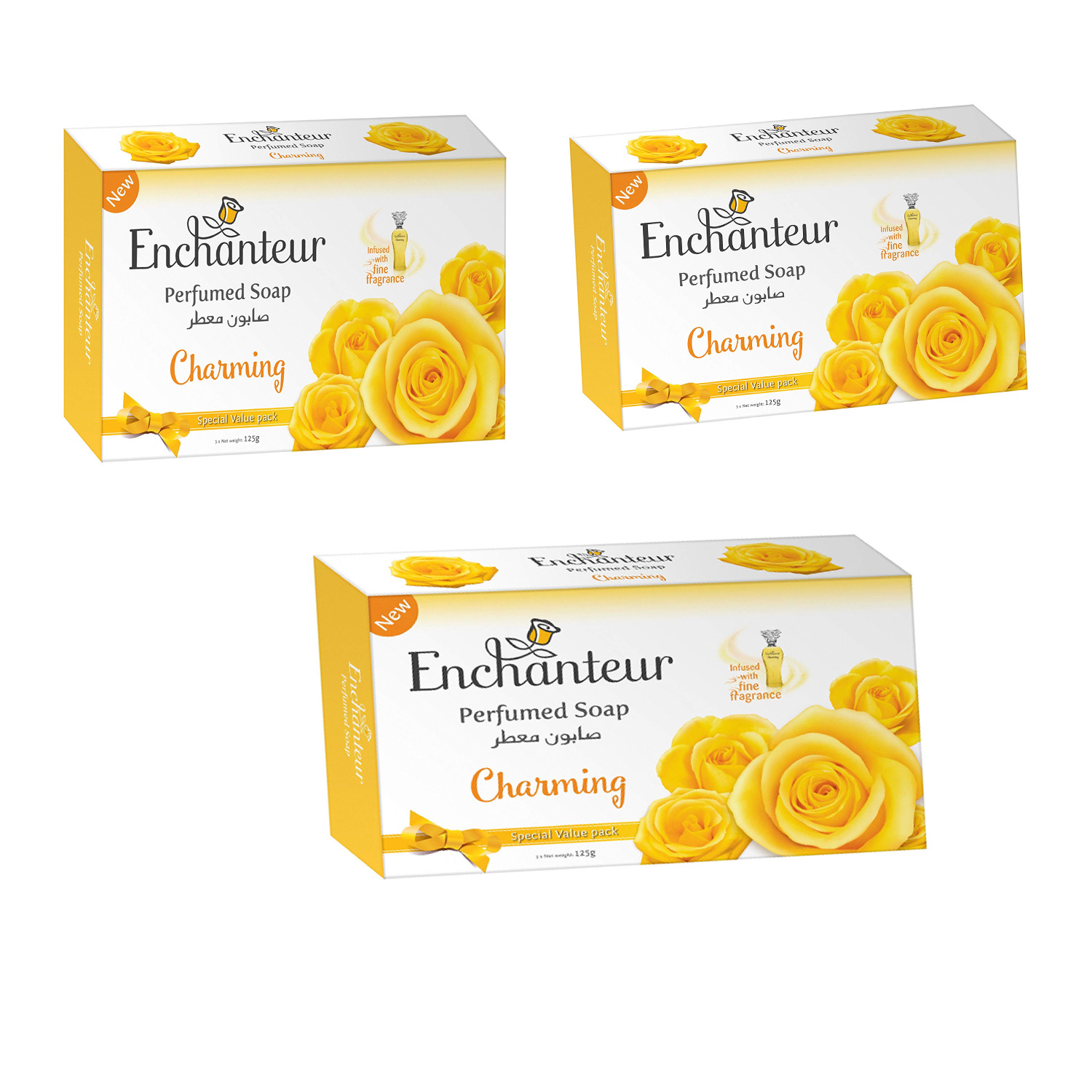 Enchanteur Charming Perfumed Soap Infused with Fragrance 3pcs. x 125g