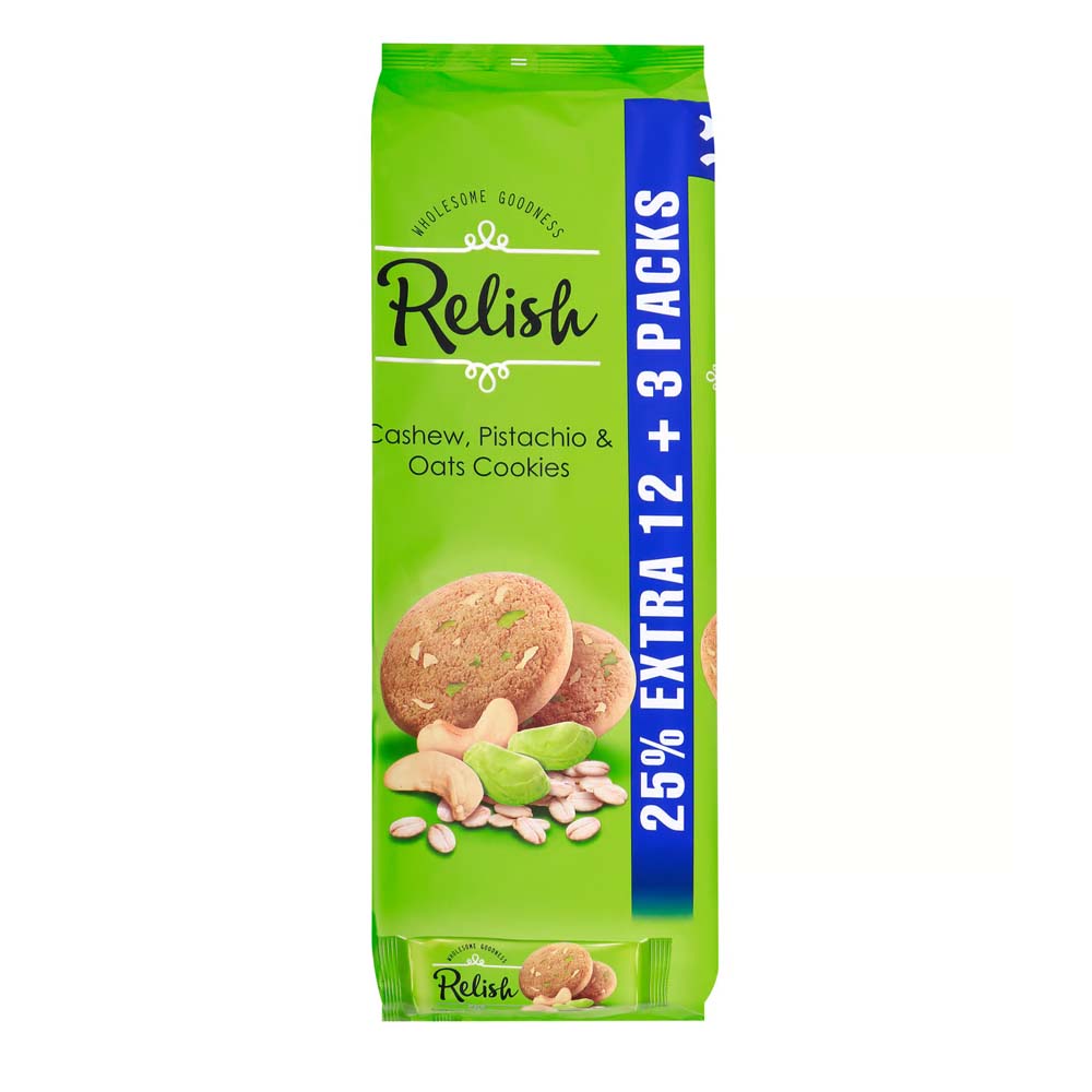 Relish Cashw Pista&Oats Cookies 42g 12+3Pcs