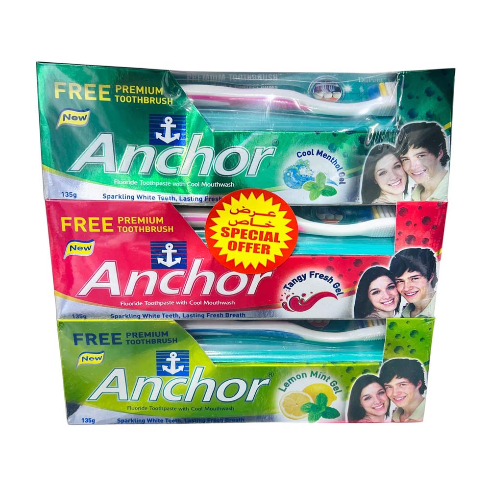 Anchor Toothpaste With Brush Assorted 3*135G | Rawabi Hypermarket