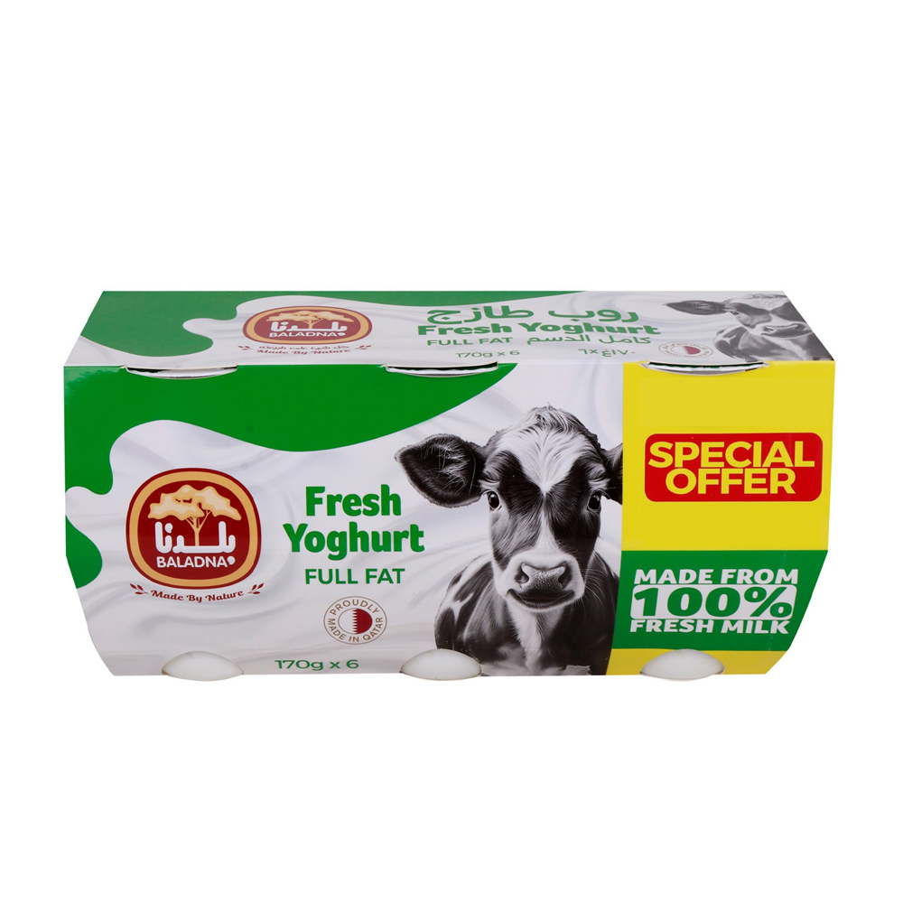 Baladna Full Fat Fresh Yoghurt 170g 6pcs.